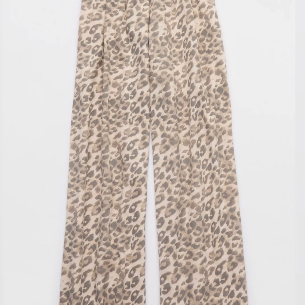 AERIE Leopard Print Wide-Leg Pants